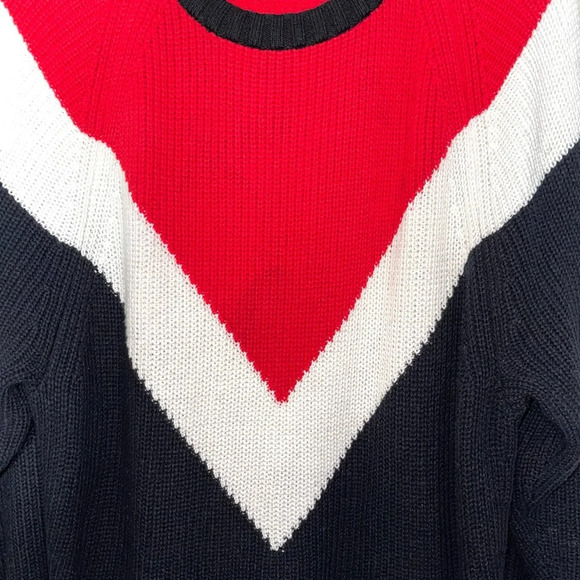 Express Red White & Black Heavyweight Knit Oversized Tunic Sweater Large Women’s - Picture 3 of 13